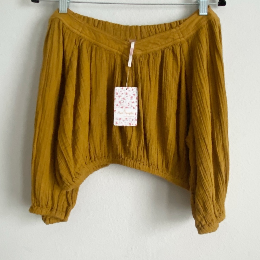 Free People Lou Lou Crop Top  Golden Syrup Size S